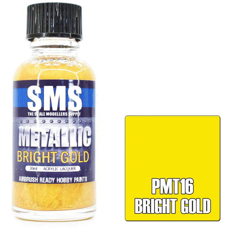 SMS PMT16 - AIR BRUSH PAINT 30ML BRIGHT GOLD  ACRYLIC LACQUER SCALE MODELLERS SUPPLY