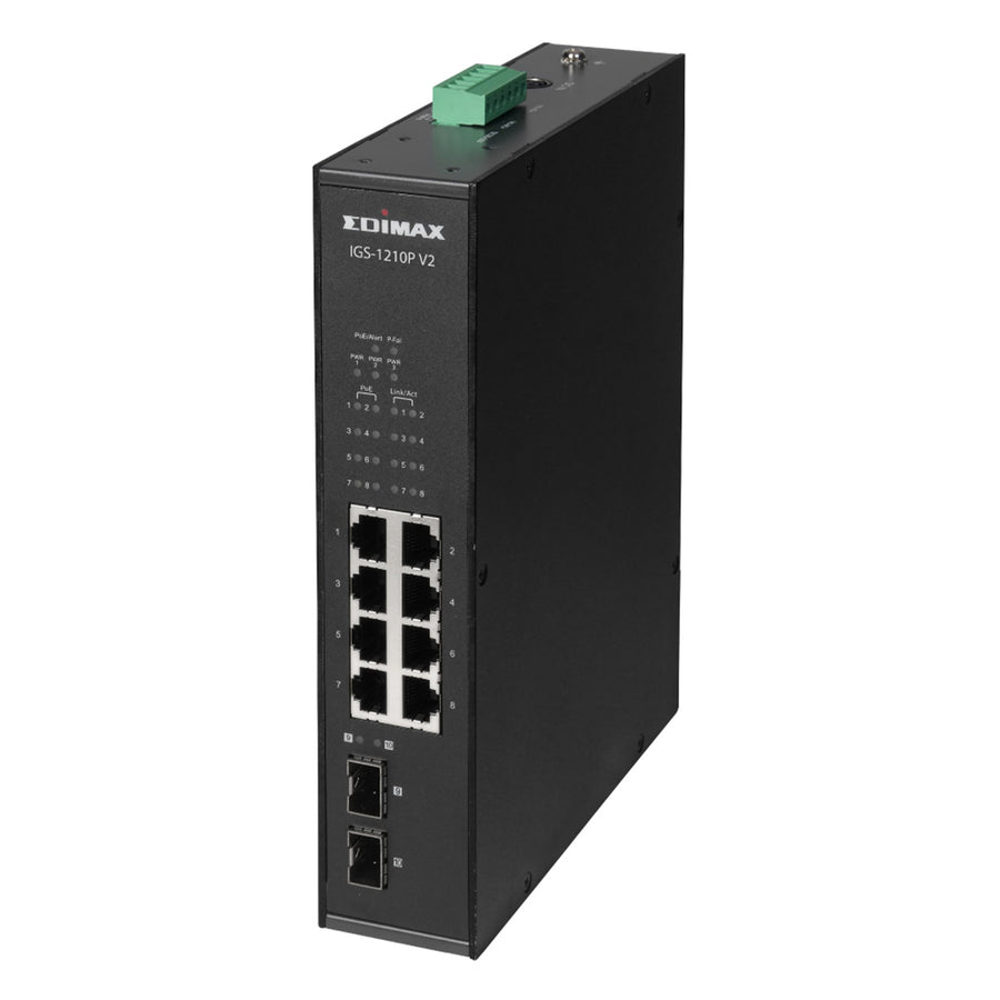 EDIMAX IGS-1210PV2 - Industrial 10-Port Gigabit PoE+ DIN Rail Switch