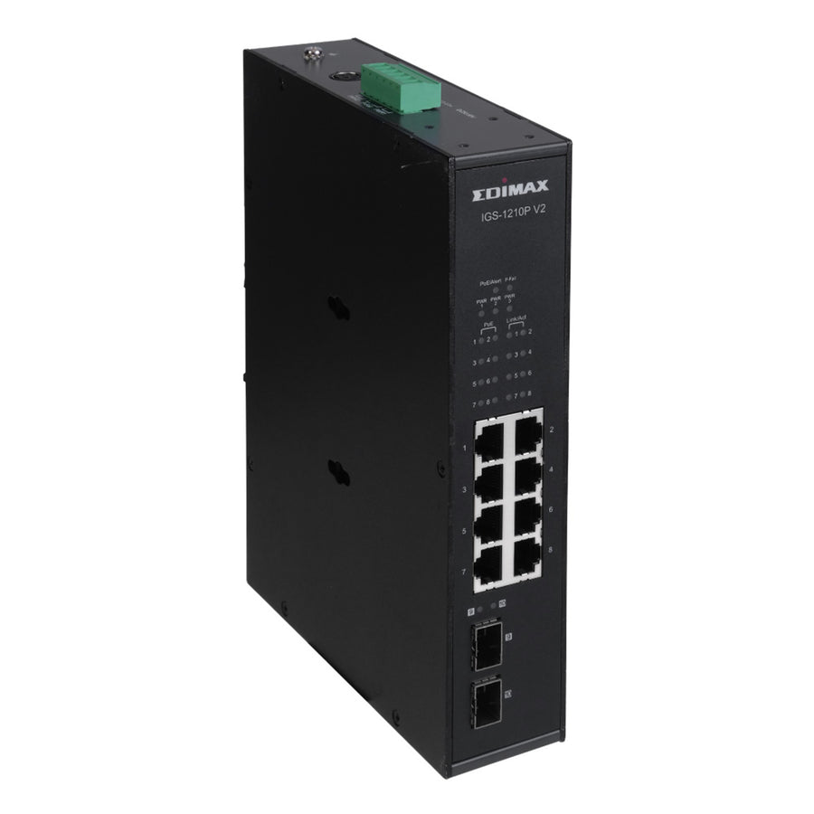EDIMAX IGS-1210PV2 - Industrial 10-Port Gigabit PoE+ DIN Rail Switch