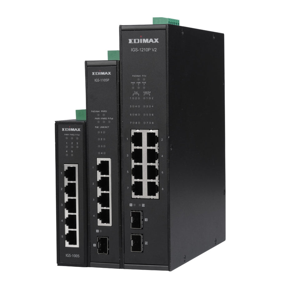 EDIMAX IGS-1210PV2 - Industrial 10-Port Gigabit PoE+ DIN Rail Switch