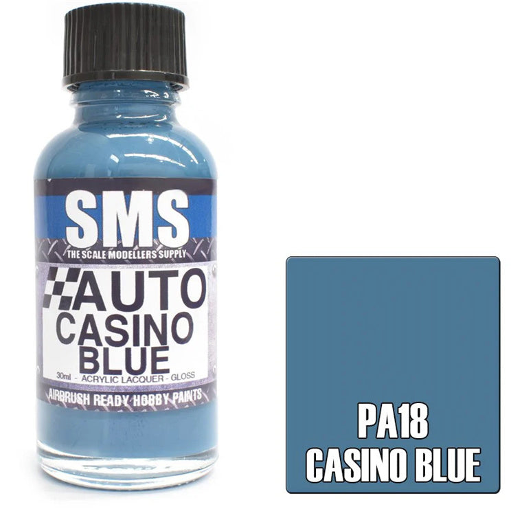 SMS PA18 - AIRBRUSH PAINT 30ML AUTO COLOUR CASINO BLUE SCALE MODELLERS SUPPLY