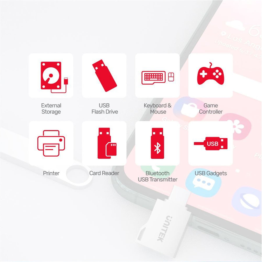 Unitek A1025GNI  USB-C to USB-A Ultra-Tiny AdaptorwithEasyGripDesign.SupportsSuperspeed5Gbps.BuiltTough with Zinc-Alloy Housing & Keychain Eye. Supports QC3.0 & Up to 9V/2A C