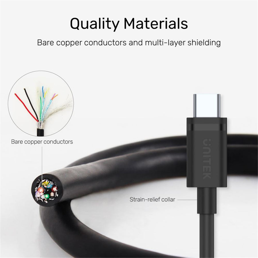Unitek C14103BK-1-5M - 1.5m USB 3.0 USB-A Male To USB-C Cable. Reversible USB-C. Supports Data Transfer