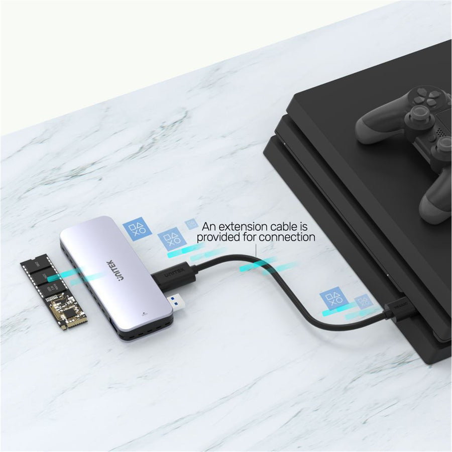 Unitek S1224A - PS5 External Storage. Dual USB-A 10G to M2 PCIe/NVMe Enclosure. Grey