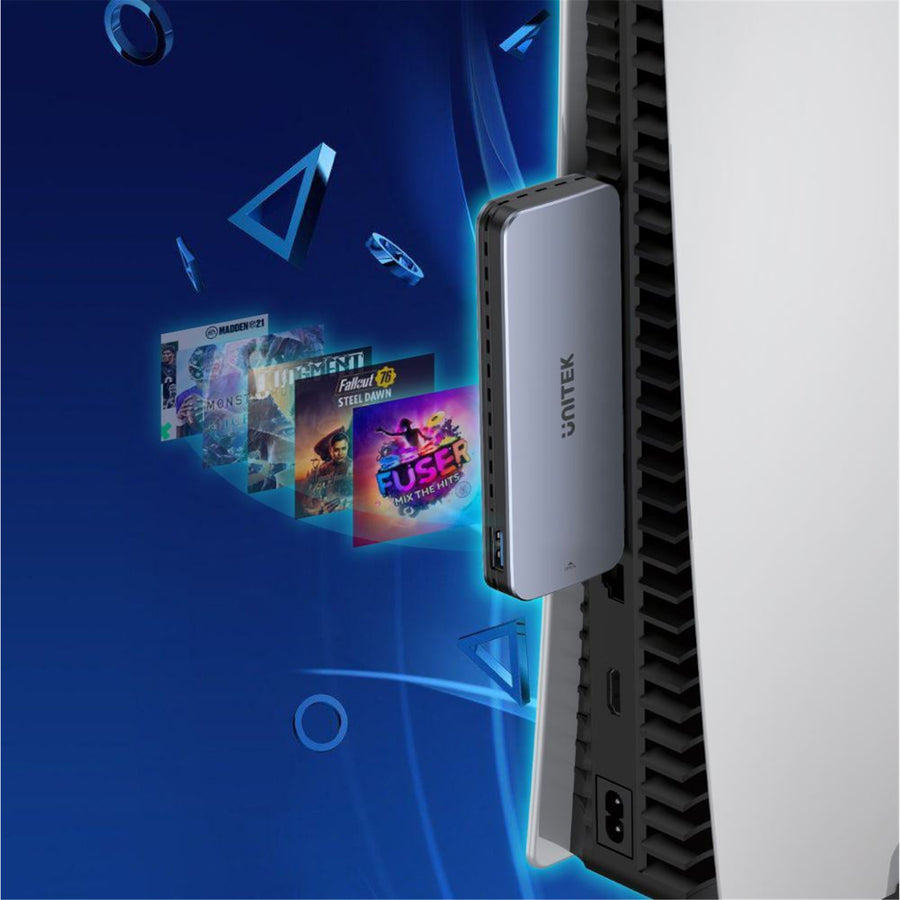 Unitek S1224A - PS5 External Storage. Dual USB-A 10G to M2 PCIe/NVMe Enclosure. Grey