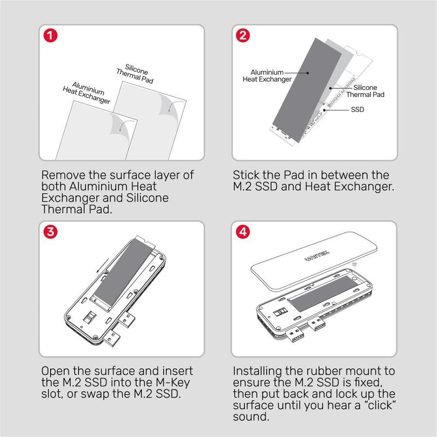 Unitek S1224A - PS5 External Storage. Dual USB-A 10G to M2 PCIe/NVMe Enclosure. Grey
