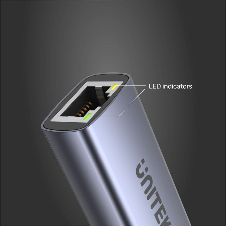 Unitek U1323A - USB-C to Gigabit Ethernet Adapter. Data Transfer Rate 5Gbps 100W Power Delivery.