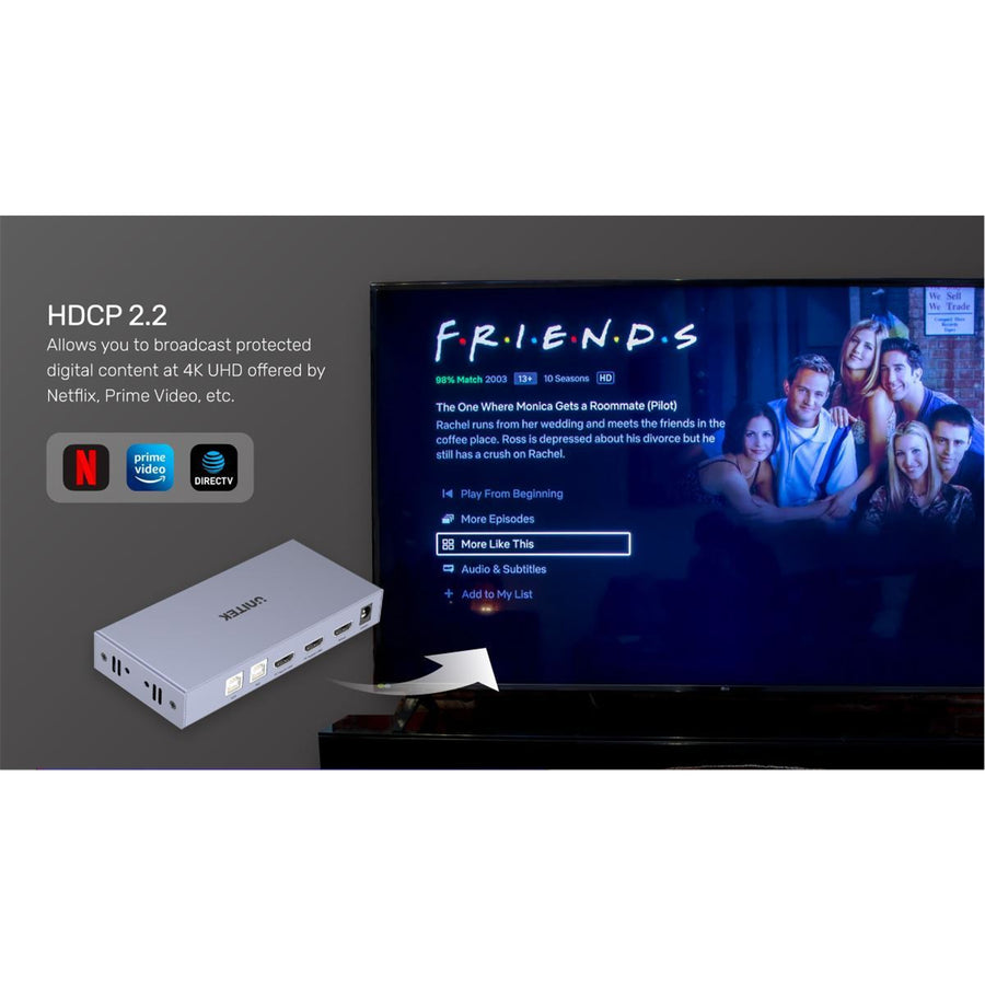 Unitek V307A HDMI KVM 2-in-1-Out Switch & Supports 4K 60Hz UHD - Includes 4x USB-A Ports, 2x HDMI Inputs & 1x HDMI Output Ports, 2x PC input Ports - Switch Button, LED Lights - Includes Cables