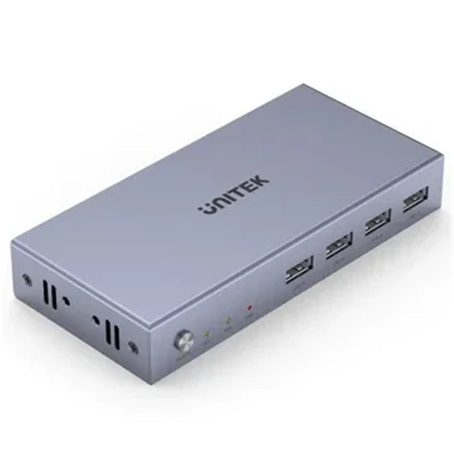 Unitek V307A HDMI KVM 2-in-1-Out Switch & Supports 4K 60Hz UHD - Includes 4x USB-A Ports, 2x HDMI Inputs & 1x HDMI Output Ports, 2x PC input Ports - Switch Button, LED Lights - Includes Cables