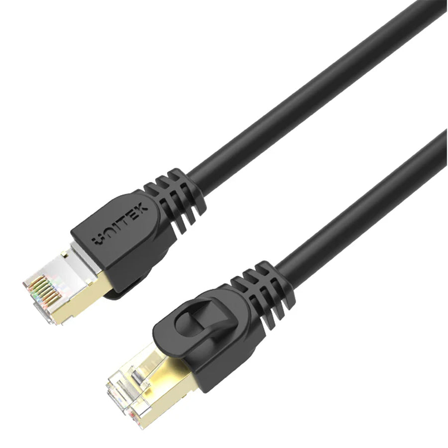 Unitek C1814EBK-15 - 15m CAT7 Black SSTP 26AWG Patch Lead in PVC Jacket Supports 10 Gigabit Ethernet