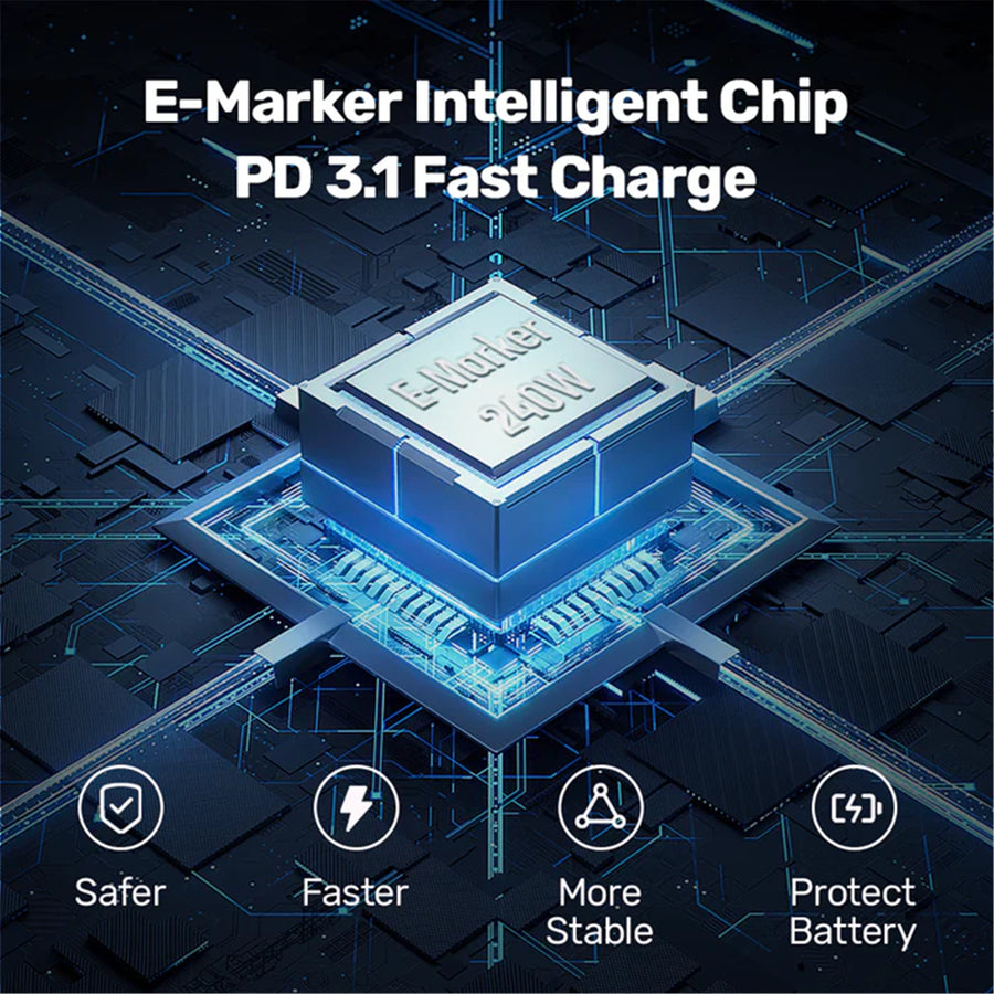 Unitek C14110GY-2M - 2M USB-C to USB-C Cable. Supports 240W Super Speed Fast Charging.
