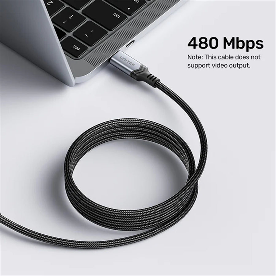 Unitek C14110GY-2M - 2M USB-C to USB-C Cable. Supports 240W Super Speed Fast Charging.