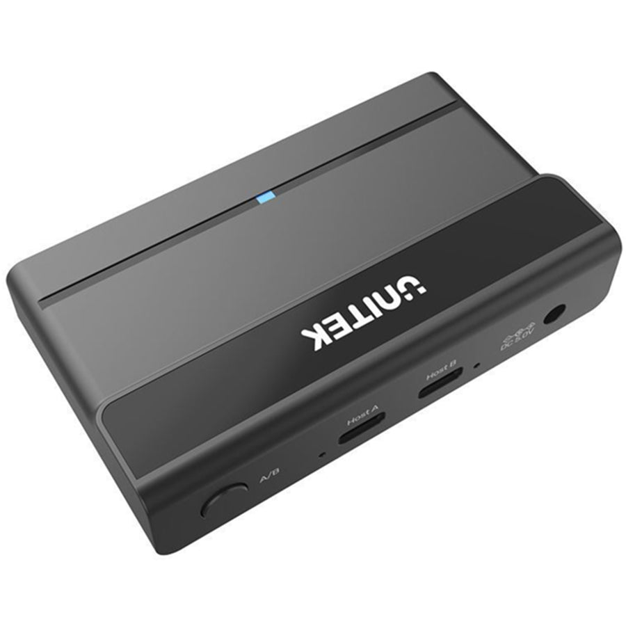 Unitek 4-Port KVM Switcher with 4x USB-A 3.0 Ports - Share USB Devices Between 2x Laptops/PCs, Upto 5Gbps Transfer Speed, LED Indicator, Plug & Play - Inc USB-A to C & USB-A to DC Cables