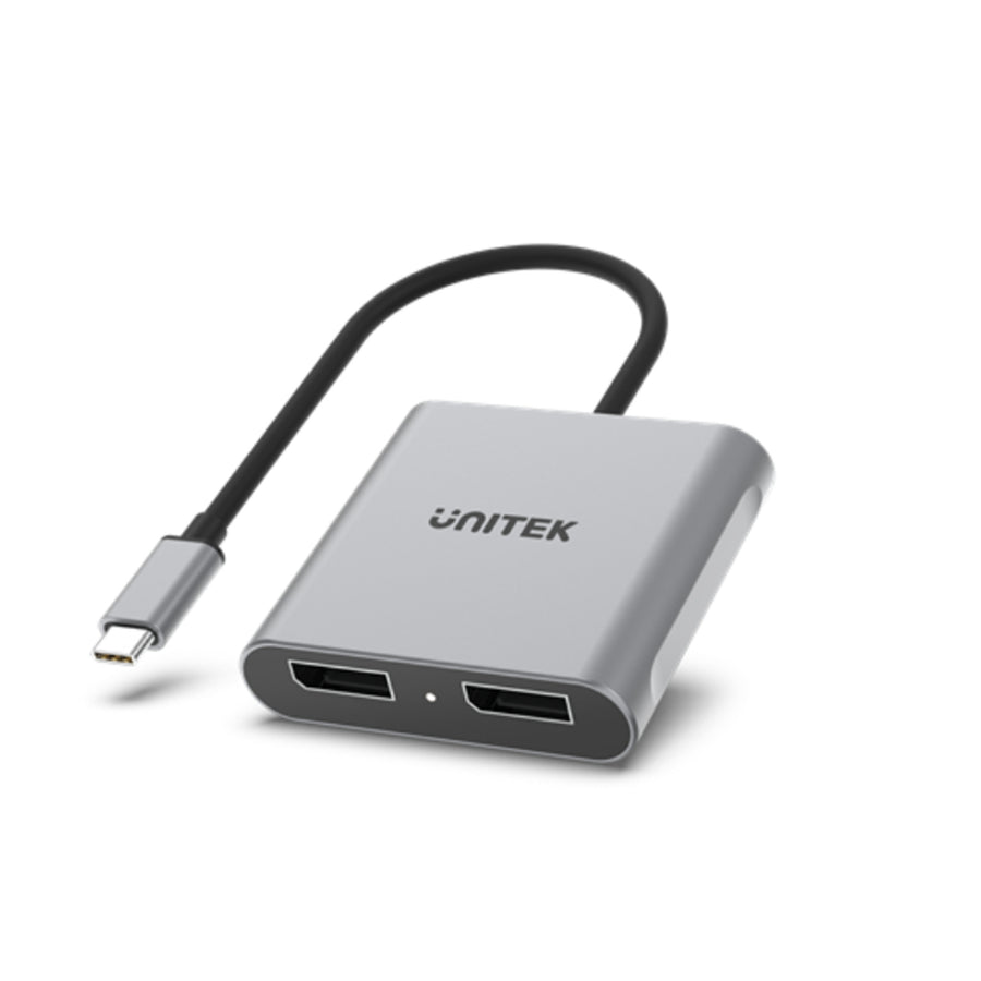 Unitek V1404A - USB-C to Dual DisplayPort 8K Adapter w/ MST. Supports 8K@60Hz or 4K@120Hz