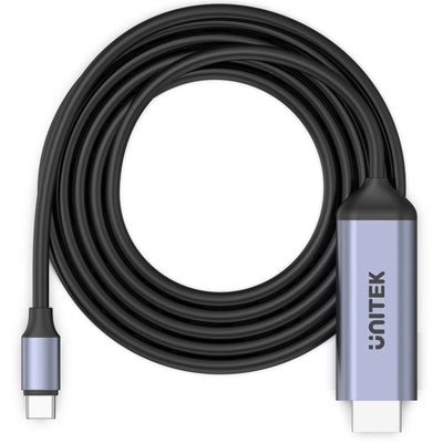 Unitek V1423A - 1.8m 4K USB-C to HDMI cable. Premium Audio Video UltraHD. Gold Plated Connectors.