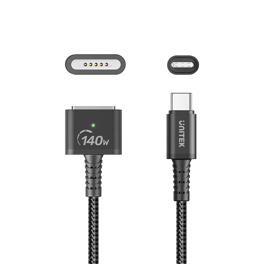 Unitek C14121BK-2M - 2M 140W USB-C to MagSafe 3 Charging Cable for MacBook. Tangle Free Nylon Braided
