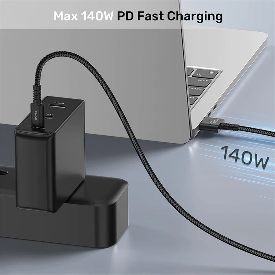 Unitek C14121BK-2M - 2M 140W USB-C to MagSafe 3 Charging Cable for MacBook. Tangle Free Nylon Braided