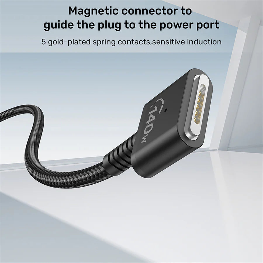 Unitek C14121BK-2M - 2M 140W USB-C to MagSafe 3 Charging Cable for MacBook. Tangle Free Nylon Braided