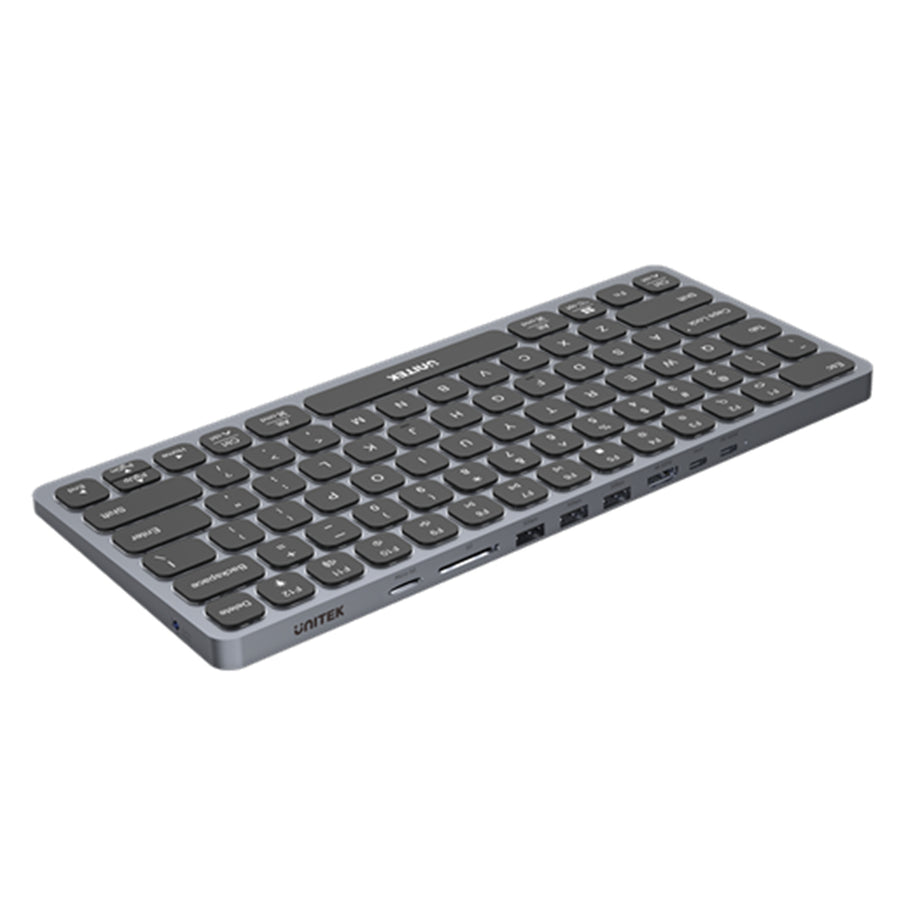 Unitek D1092A - 9-in-1 Hub w/ Keyboard. Back Light & Ergonomic Design. 3x USB-A Ports 1x HDMI
