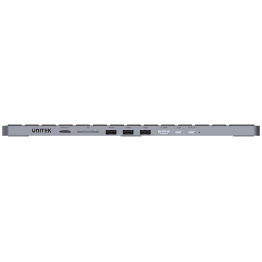 Unitek D1092A - 9-in-1 Hub w/ Keyboard. Back Light & Ergonomic Design. 3x USB-A Ports 1x HDMI