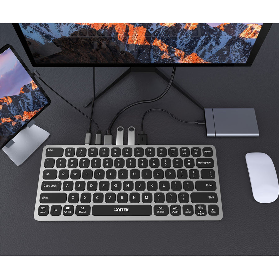 Unitek D1092A - 9-in-1 Hub w/ Keyboard. Back Light & Ergonomic Design. 3x USB-A Ports 1x HDMI
