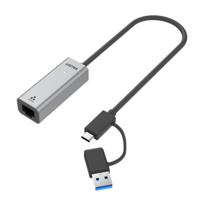 Unitek U1313C - USB to 2.5G Ethernet Adapter w/ 2-in-1 Connectors (USB-C & USB-A). up to 2500Mbps