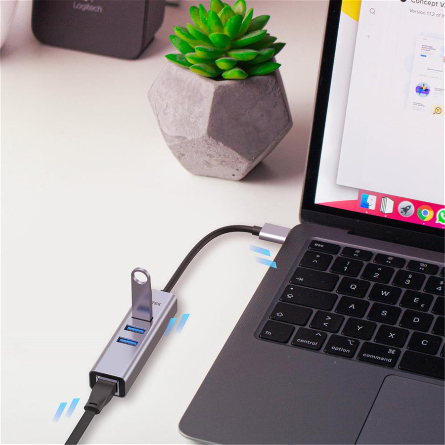 Unitek   4-in-1 USB Multi-Port Hub with 2-in-1 Connectors (USB-C & USB-A) - Space Grey