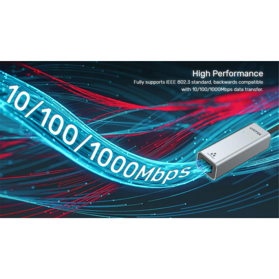 Unitek Y-3465A USB to Gig Ethernet Adapter with 2-in-1 Connectors (USB-C & USB-A) Supports up to 1Gbps, Supports IEEE 802.3, Aluminium Alloy Housing, 30cm Cable, Space Grey Colour.