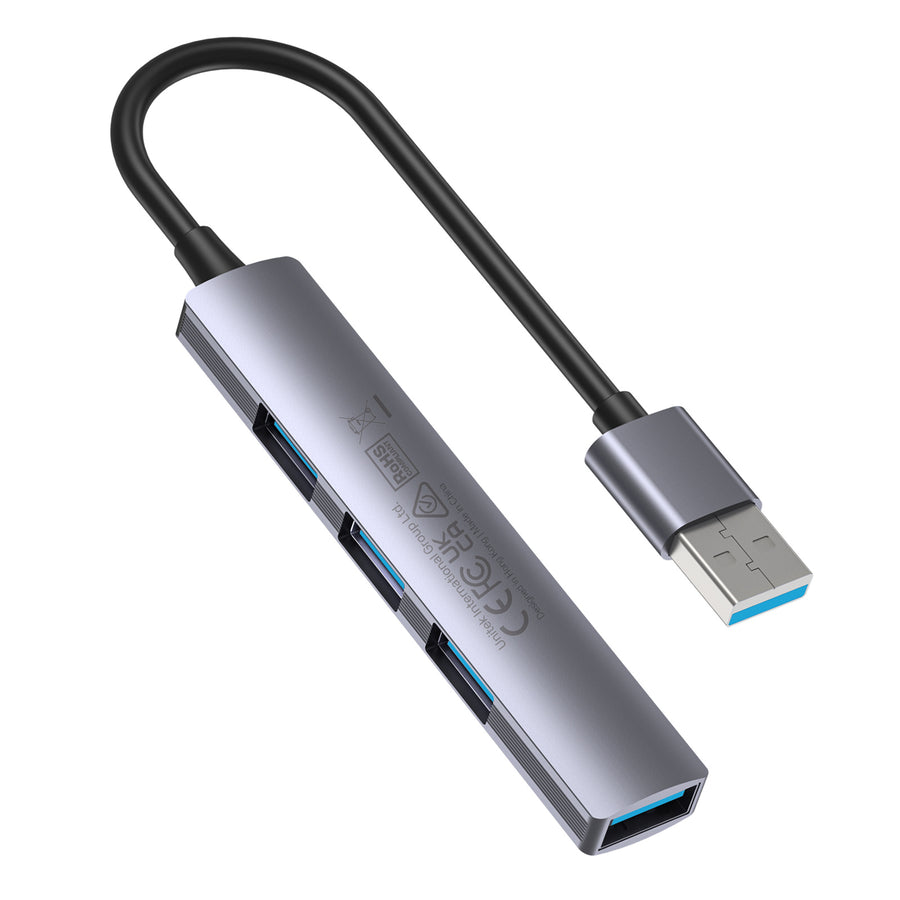 Unitek H1208A - 4-in-1 USB Multi-port Ultra Slim Hub w/ USB-A Connector. 1x USB3.0 Port & 3x USB2.0