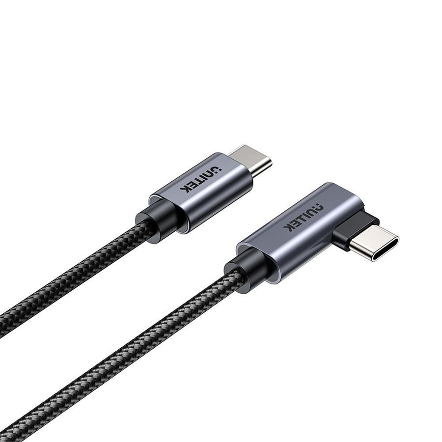 Unitek C14123BK-0-5M - 0.5m USB-C to Right Angled 90 Degree USB-C Connector. Supports 100W PD Fast Charging