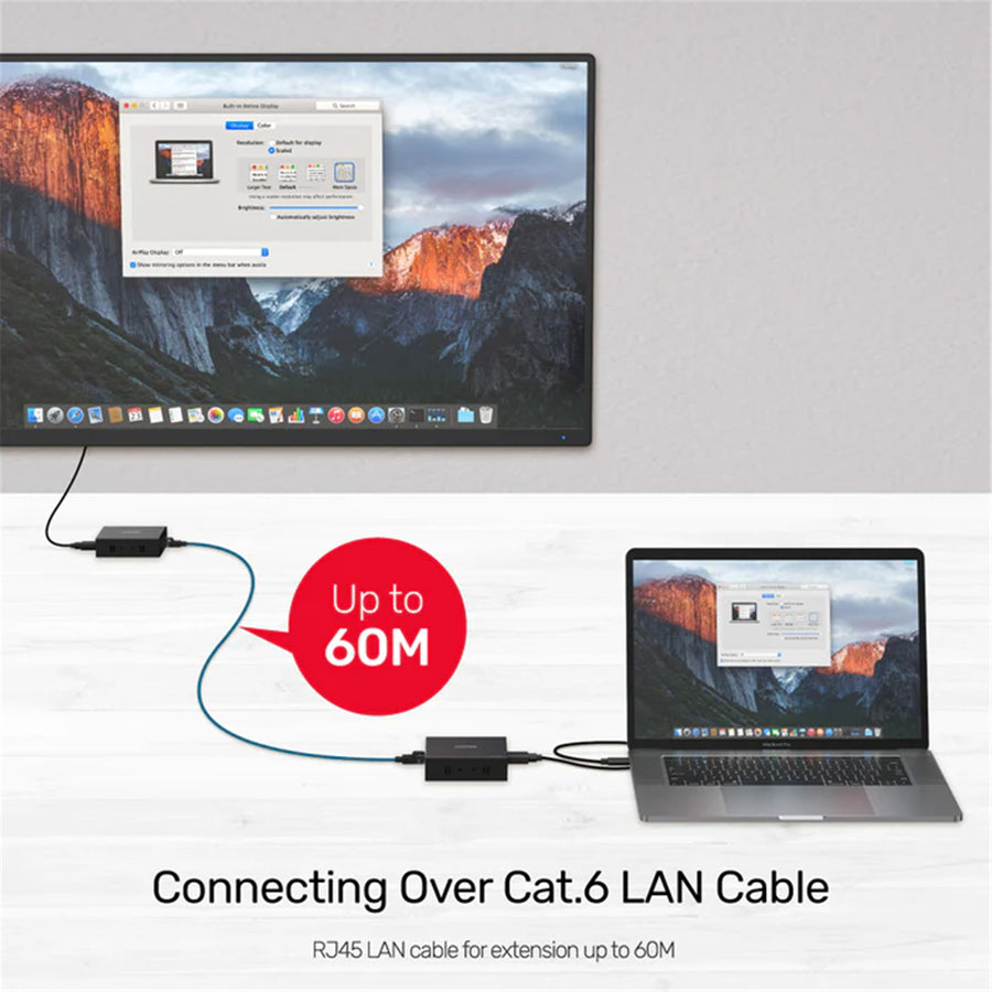 Unitek V100A - HDMI & IR Extender Kit Over Cat6 up to 60M. Supports up to 4K@30Hz.