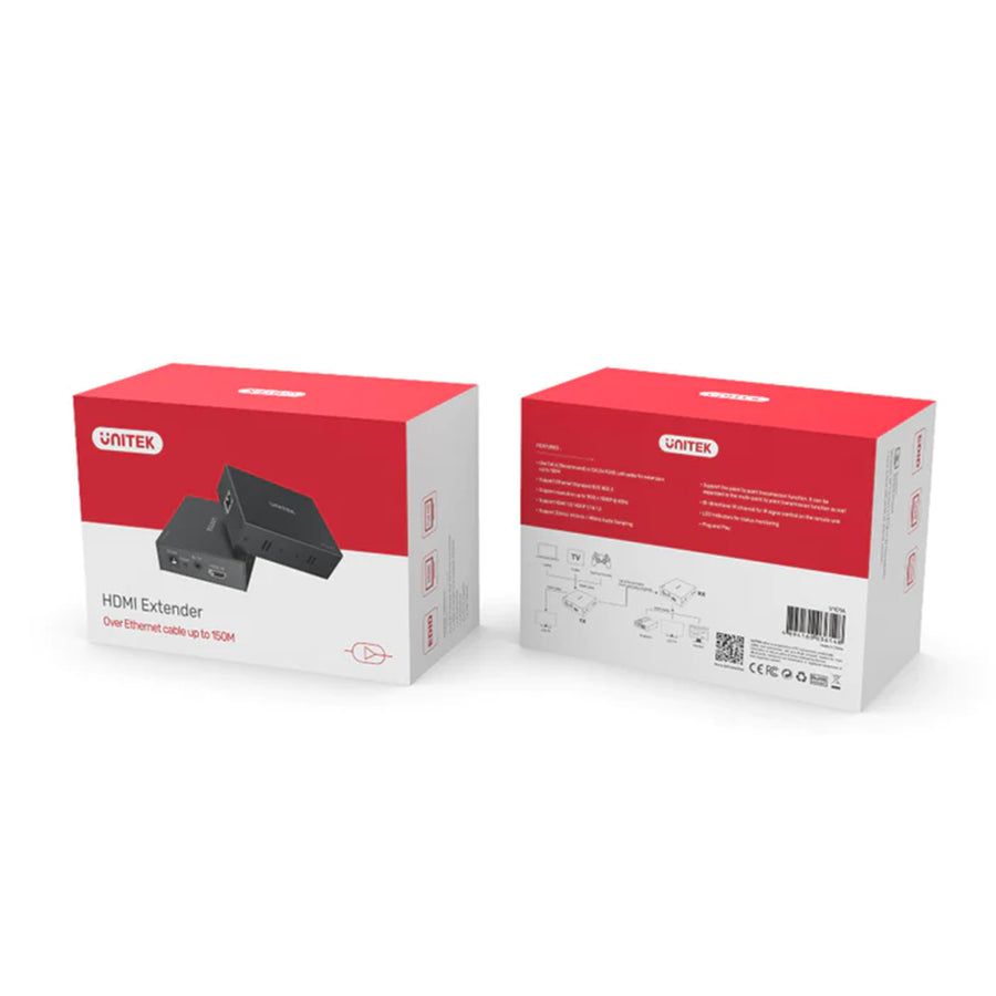 Unitek V101A - HDMI & IR Extender Kit Over Cat6 up to 150M. Supports up to 4K@30Hz.