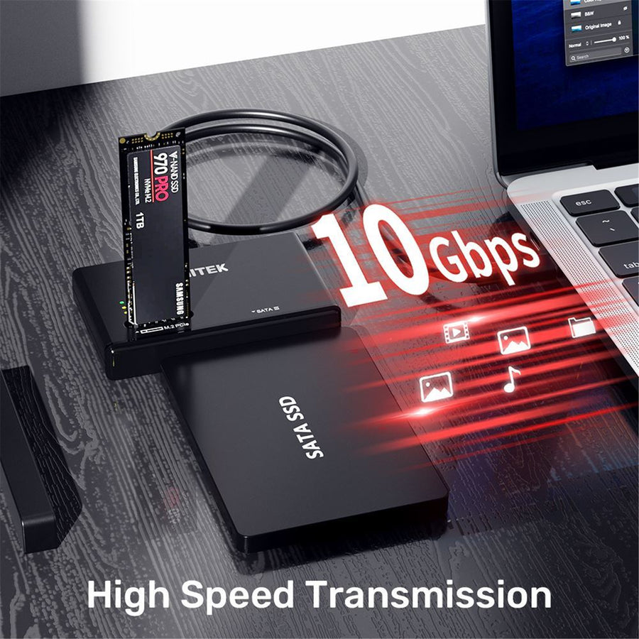 Unitek S1232A - NVMe M.2 SSD Enclosure Adapter w/ 100cm Cable. M Key In Any Sizes M.2