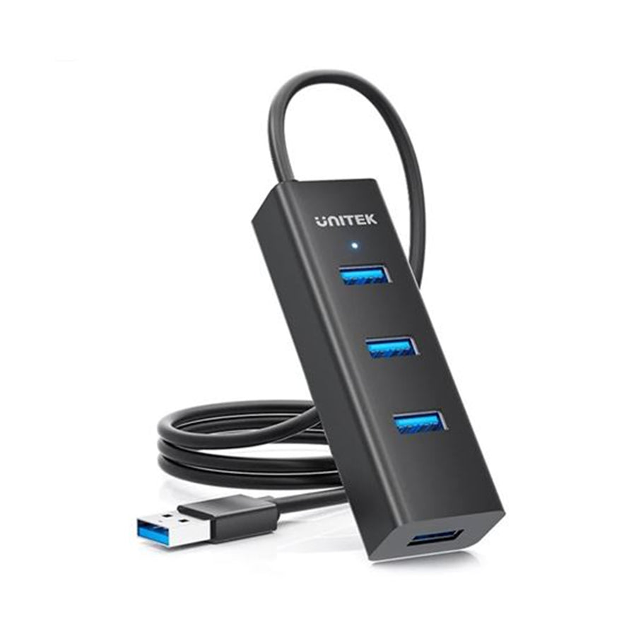Unitek Y-3089V01 - USB 3.0 4-Port hub w/ 1.2m Cable Speed Data Trans Rate up to 5Gbps. Plug & play. LED