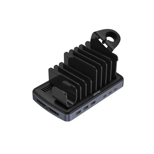 Unitek P1207B 6-Port USB-C & USB-A Multi Device Charging Station. Charge up to 6 Devices,Supportsupto60WSuper Fast Charge, Built-in overvoltage, overcurrent Protection Comes with 8 Separator Slats