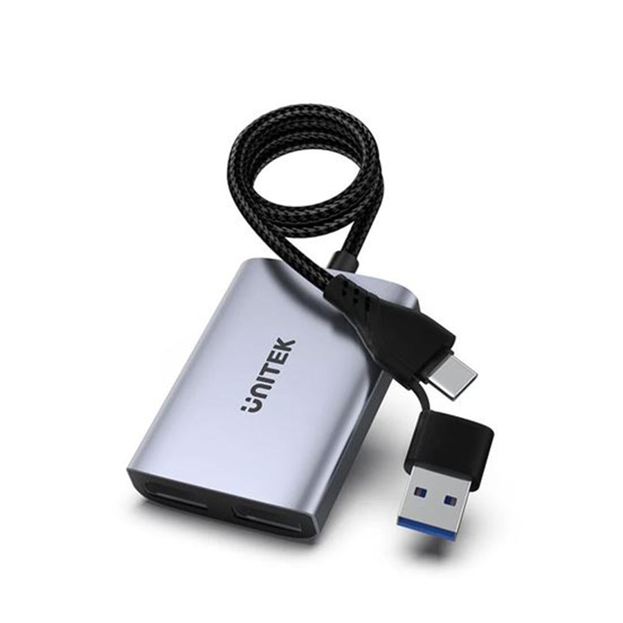 Unitek V1427A - HDMI Dual Port Adapter w/ 60cm & USB-A&USB-C Connectors Mirror or Extend Display