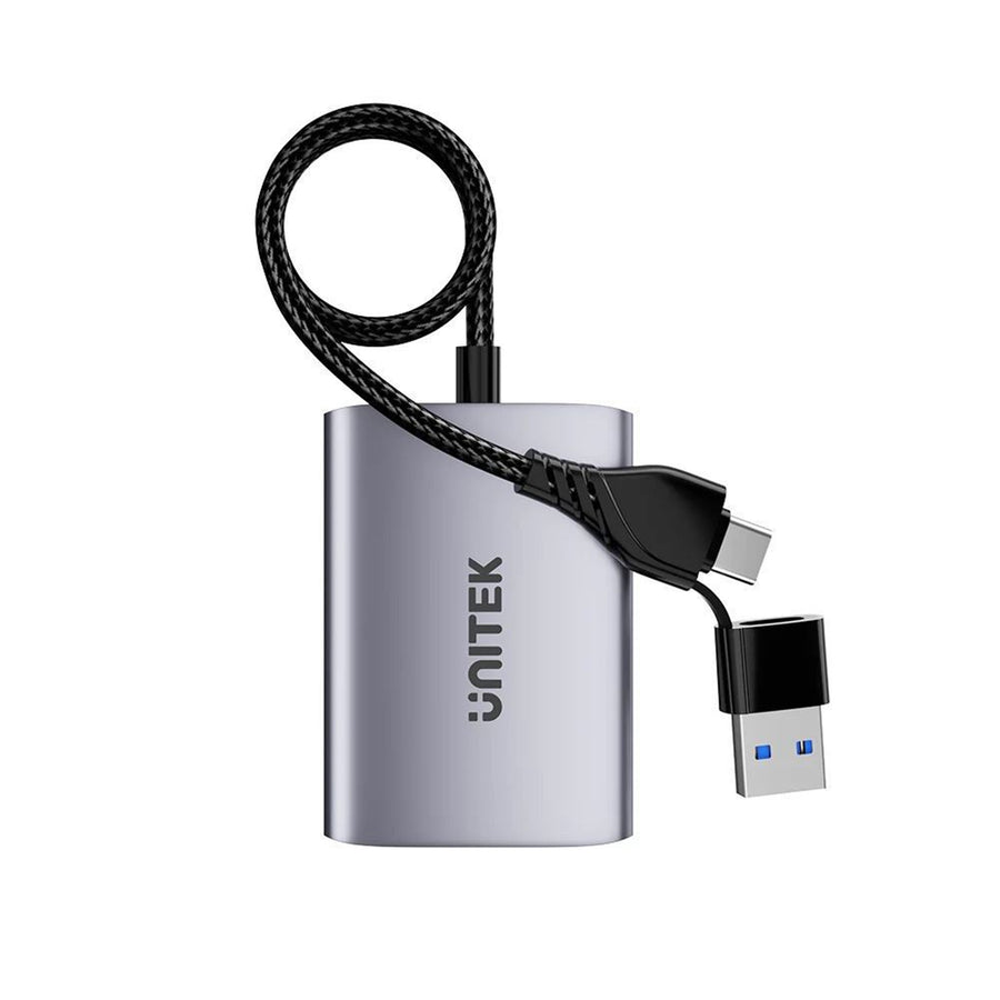 Unitek V1427A - HDMI Dual Port Adapter w/ 60cm & USB-A&USB-C Connectors Mirror or Extend Display