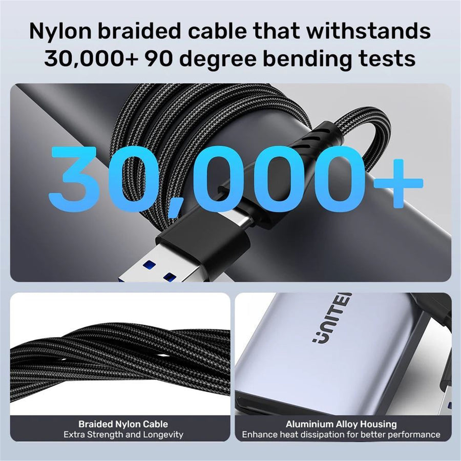 Unitek V1427A - HDMI Dual Port Adapter w/ 60cm & USB-A&USB-C Connectors Mirror or Extend Display