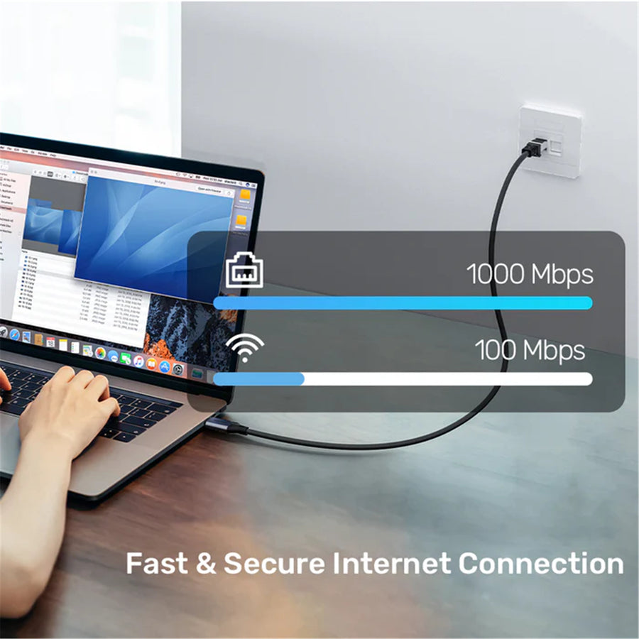 Unitek  C18148AGY01-2M Thunderbolt 3/4 USB-C to RJ45 Cable - 2m Up to 1Gbps - Plug & Play
