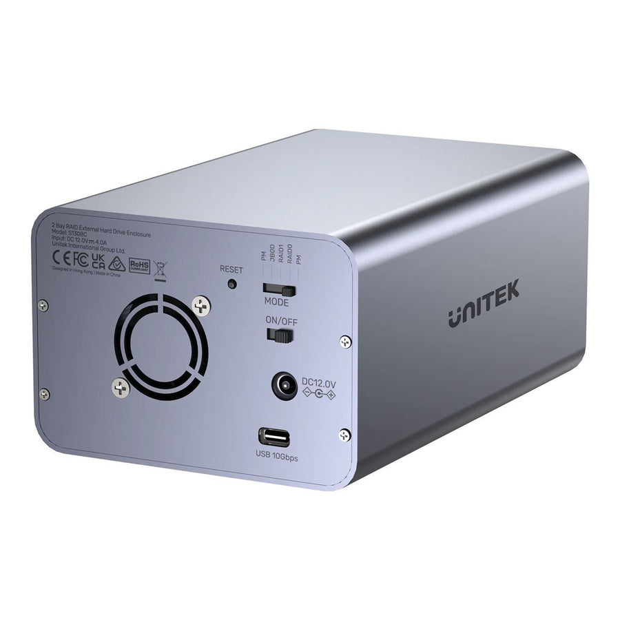 Unitek S1308C - 2-Bay USB-C RAID External HD Enclosure. Supports RAID 1 both 2.5'' & 3.5'' SATA HDD