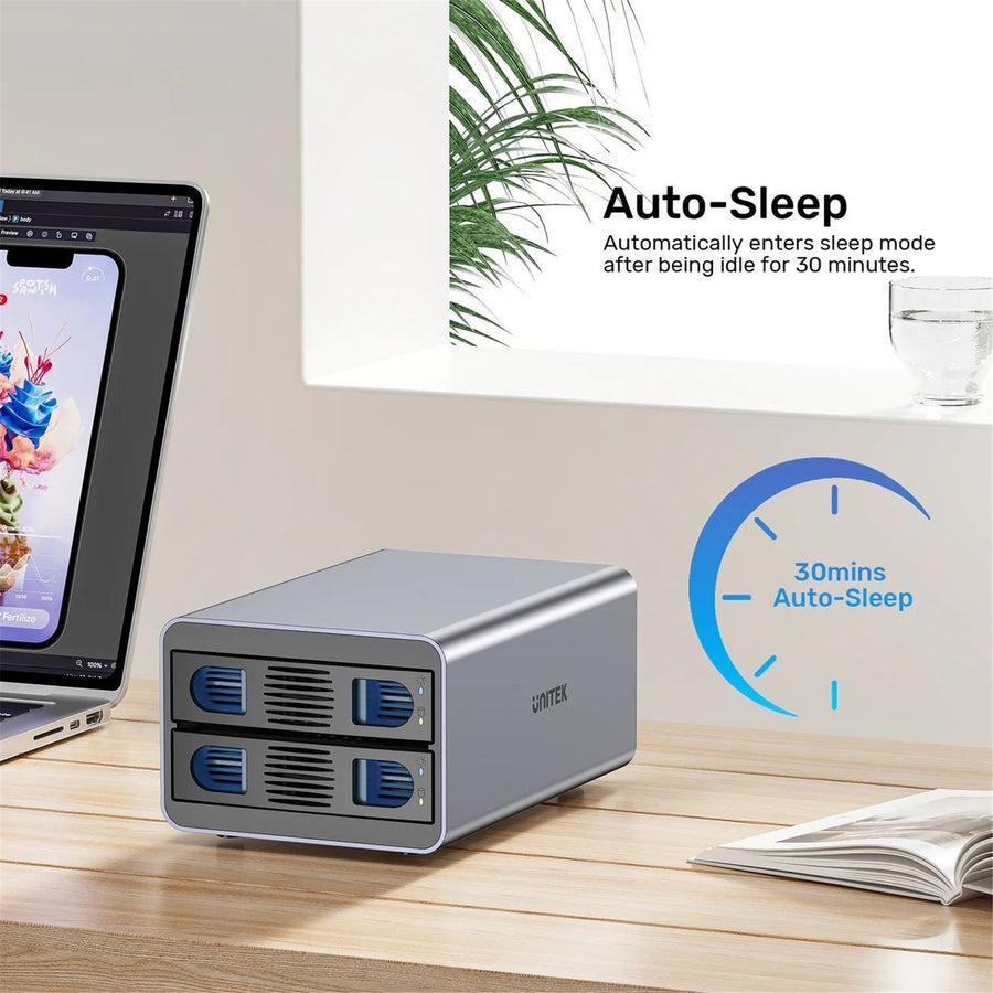 Unitek S1308C - 2-Bay USB-C RAID External HD Enclosure. Supports RAID 1 both 2.5'' & 3.5'' SATA HDD