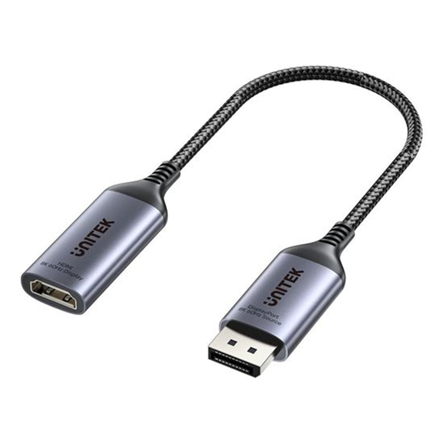 Unitek V1611A - 20cm 8K 60Hz DisplayPort 1.4 to HDMI 2.1 Adpater Cable. Supports 8K Ultra HD Res