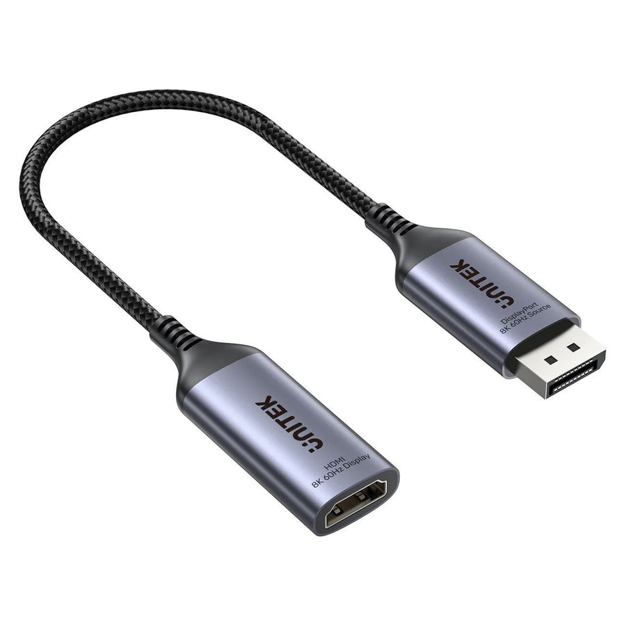 Unitek V1611A - 20cm 8K 60Hz DisplayPort 1.4 to HDMI 2.1 Adpater Cable. Supports 8K Ultra HD Res