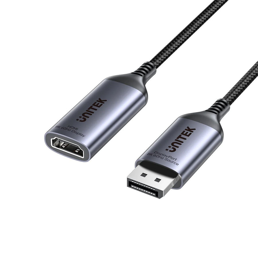 Unitek V1611A - 20cm 8K 60Hz DisplayPort 1.4 to HDMI 2.1 Adpater Cable. Supports 8K Ultra HD Res