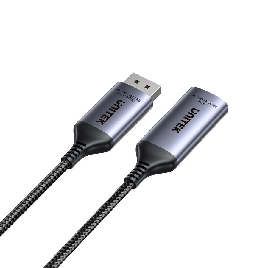 Unitek V1611A - 20cm 8K 60Hz DisplayPort 1.4 to HDMI 2.1 Adpater Cable. Supports 8K Ultra HD Res