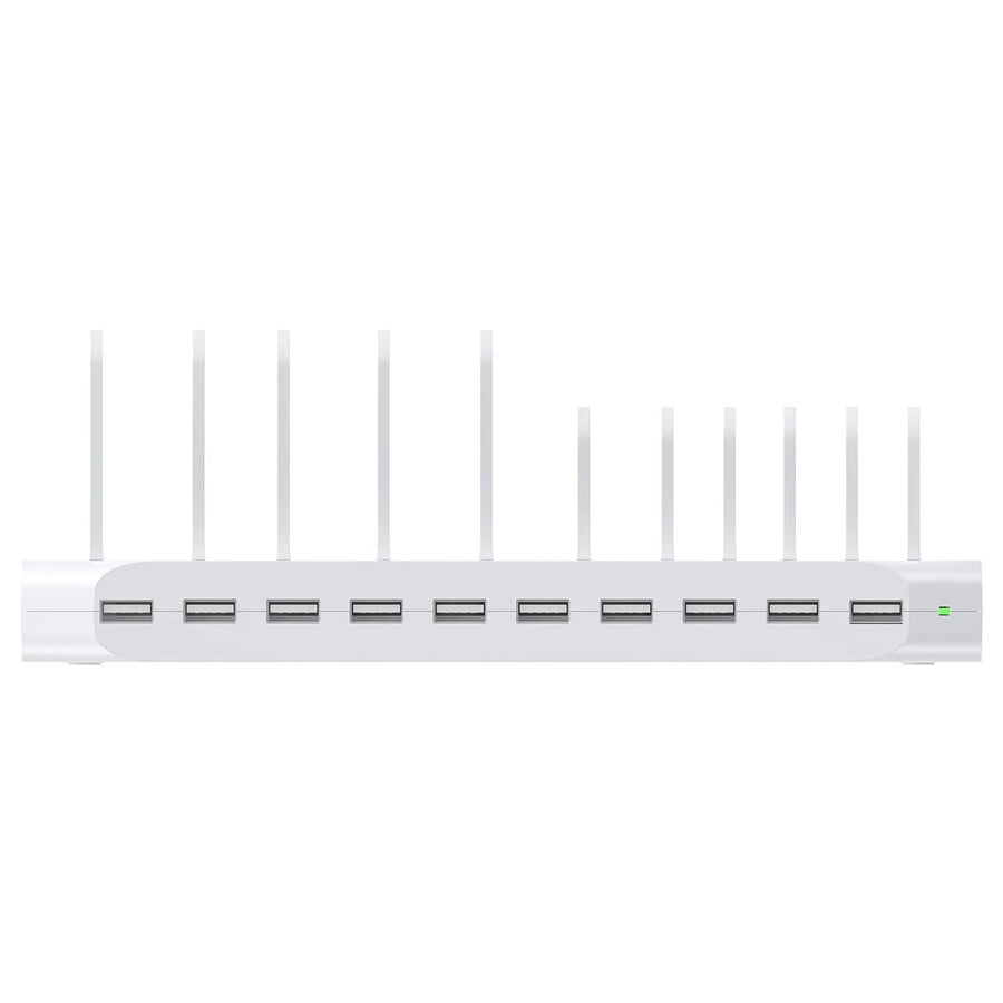 Unitek Y-2190D 10-Port 60W Smart Charging Station with 10x 2.4A USB-A Ports - Power: 60W.Over-charge, Over Voltage, Over Heating & Short Circuit Protection. Includes Adjustable Separators.