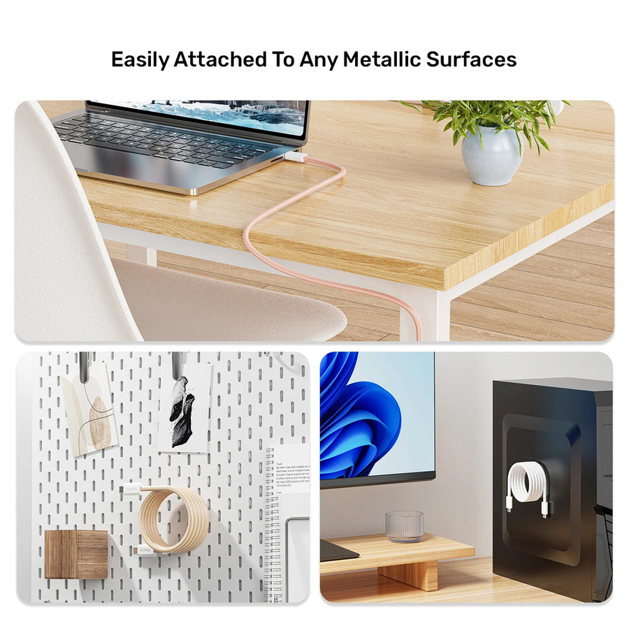 Unitek C14141A-PNK - 1M USB-C to USB-C Magnetic Cable. Supports 100W PD Fast Charging. Tangle-free