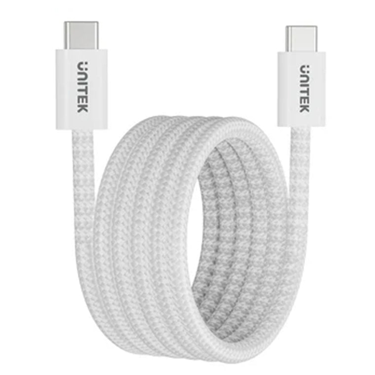 Unitek C14141A-WHT - 1M USB-C to USB-C Magnetic Cable. Supports 100W PD Fast Charging. Tangle-free