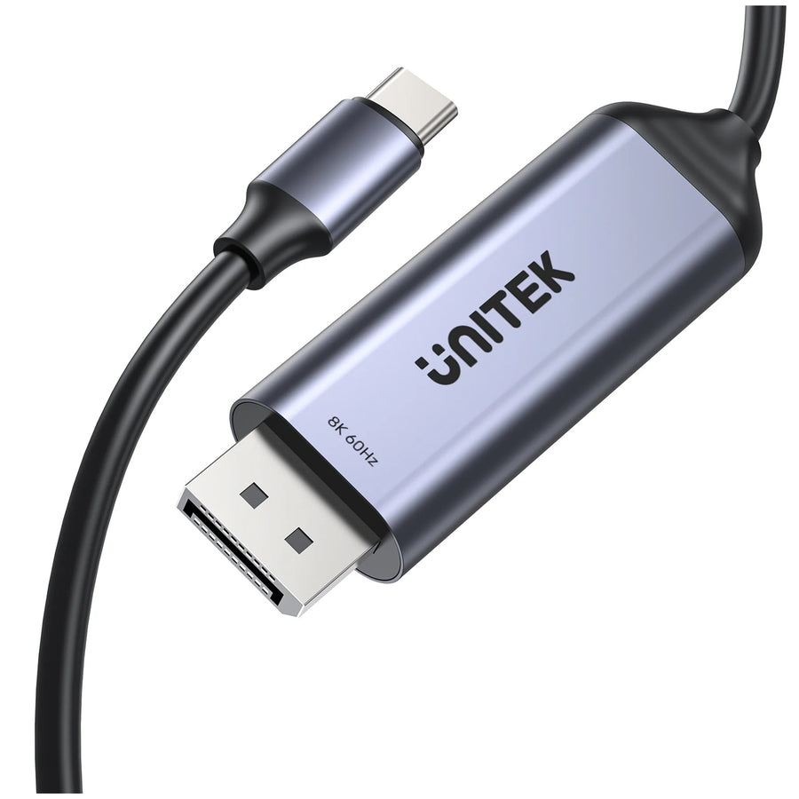 Unitek V1423D - 1.8m 8K USB-C DisplayPort 1.4 Cable in Aluminium Housing Res up to 8K@30Hz & HDR.