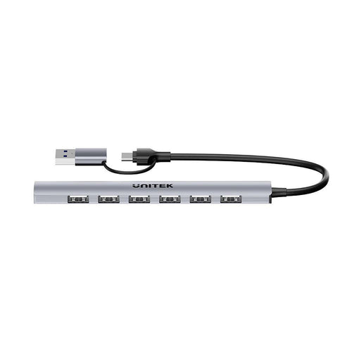 Unitek   7-in-1 USB Multi-Port Super Slim Hub with USB-C & A Connectors - Space Grey
